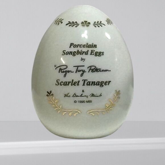 Danbury Mint 1995 2 Porcelain Songbird Eggs "Scarlet Tanager" "Flicker" Peterson - Picture 5 of 7